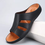 Men's Handmade Leather Peep Toe Summer Slippers