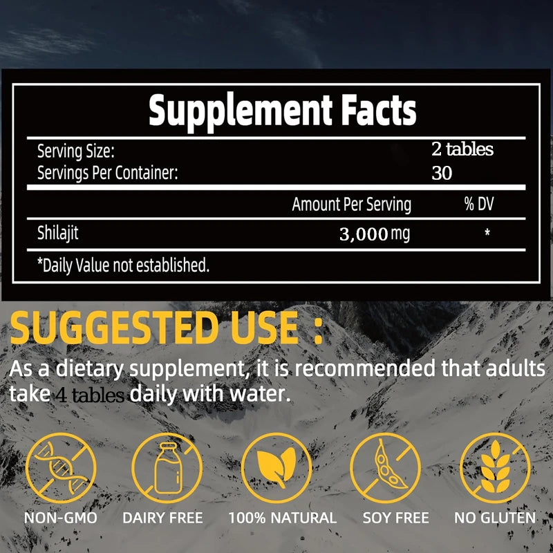 Shilajit Stamina Muscle Support Dietary Supplement Tablets