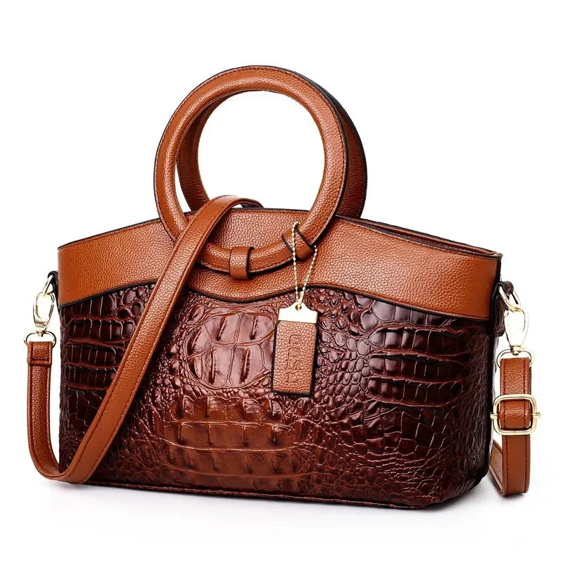 Women's Crocodile Pattern Handbag Shoulder Tote Bag H303-2