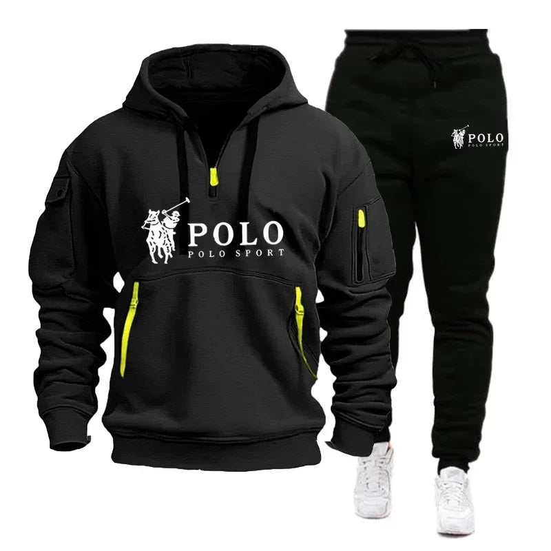Men's Windproof Hoodie and Pants Two Piece Set