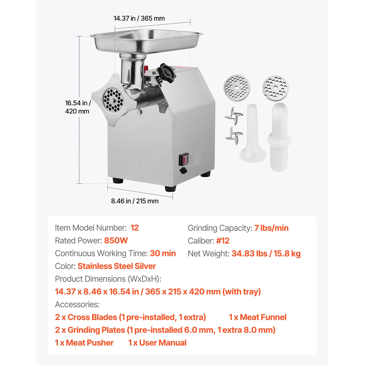 Commercial Electric Meat Grinder and Sausage Stuffer