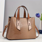 Women's Crocodile Pattern PU Leather Shoulder Tote Bag