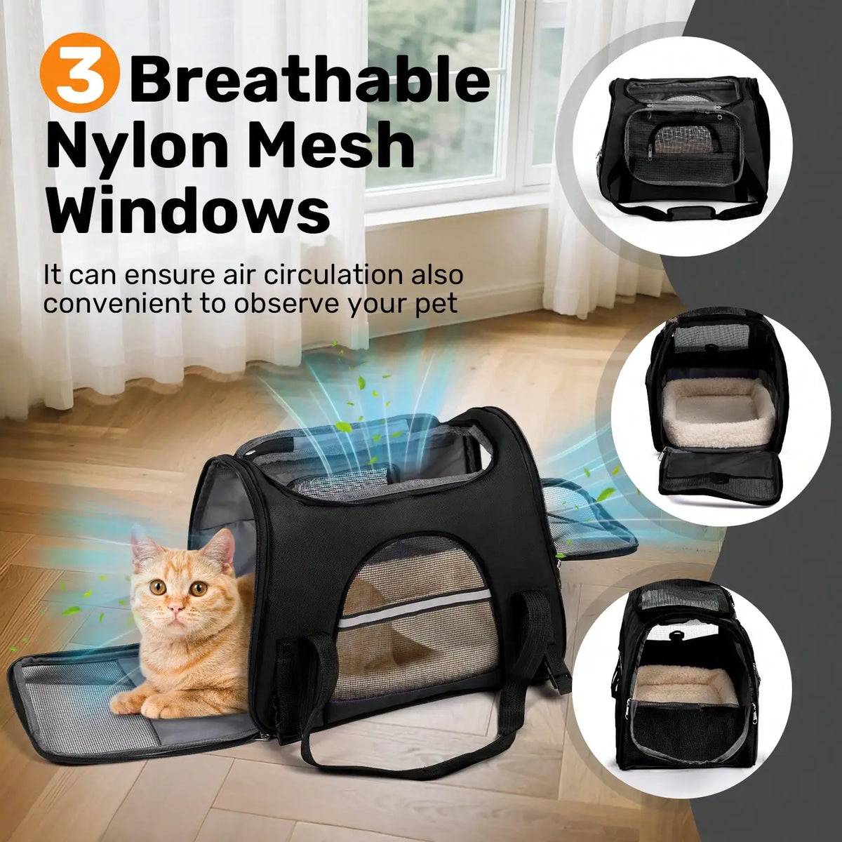Foldable Airline Approved Pet Carrier Bag for Cats Dogs