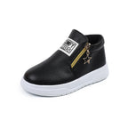Kids' Faux Leather High-Top Sneakers with Side Zipper
