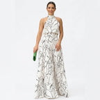 Women's Printed Sash-Tie Off-Shoulder Sleeveless Jumpsuit
