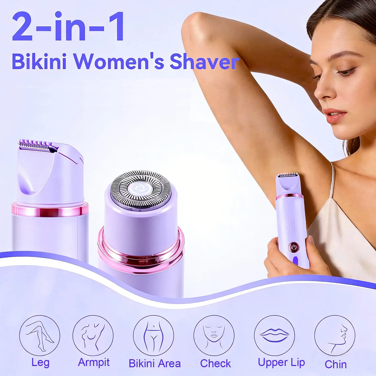 Women Dual-Head 2-in-1 Electric Shaver Hair Trimmer Epilator RQ-3016