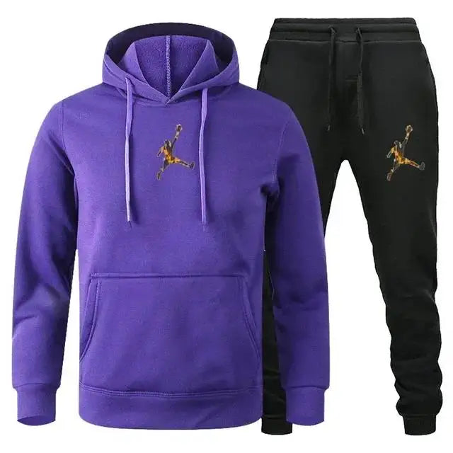 Men's Hooded Pullover and Jogger Pants Two-Piece Set