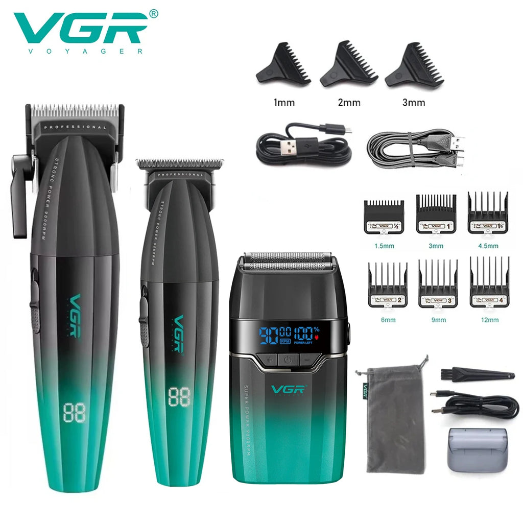 Men Professional Cordless Hair Clipper Rechargeable Trimmer Set