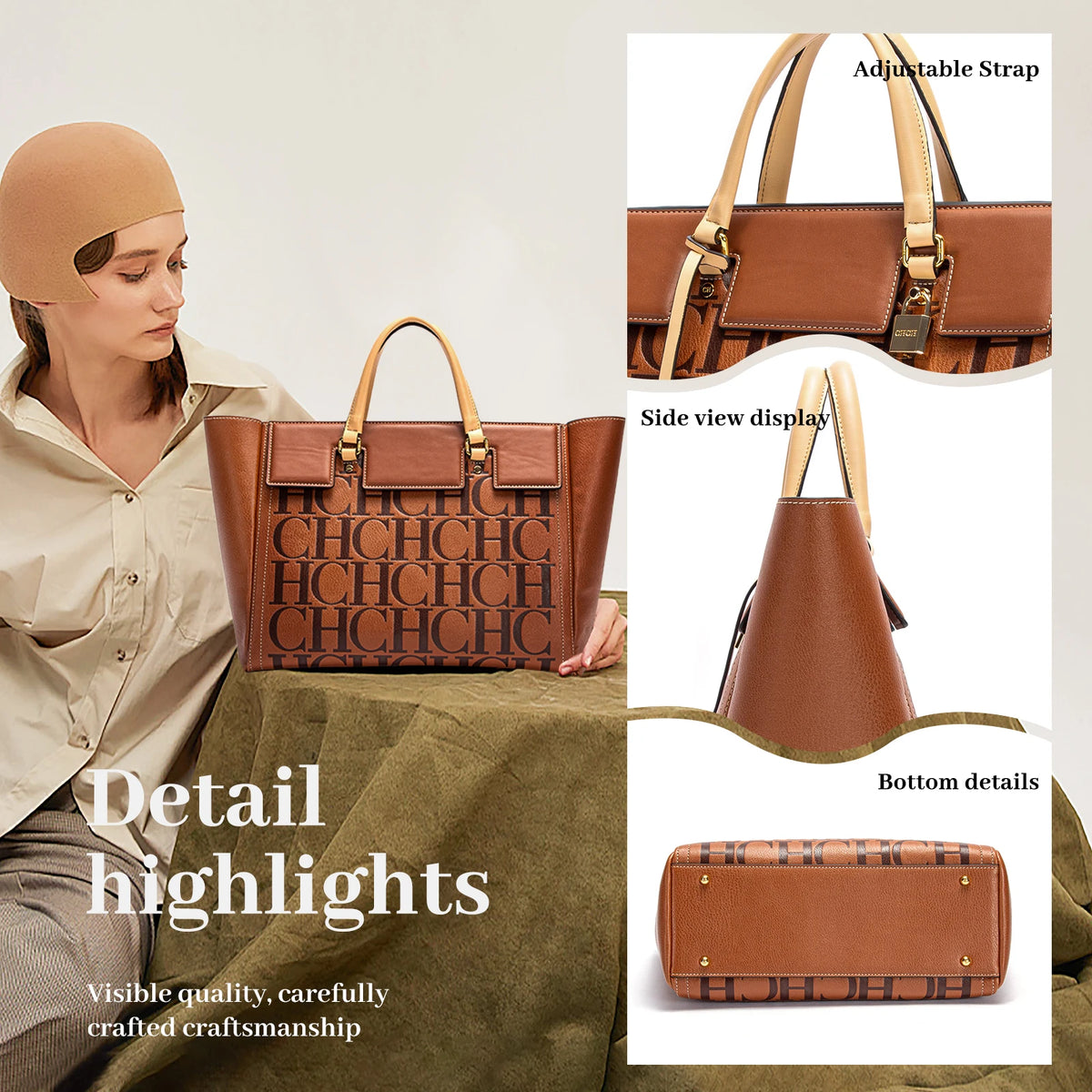 Women's Embossed Large Capacity Business Handbag