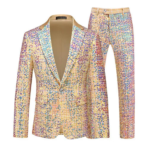 Men's Gold Sequin Two Piece Suit