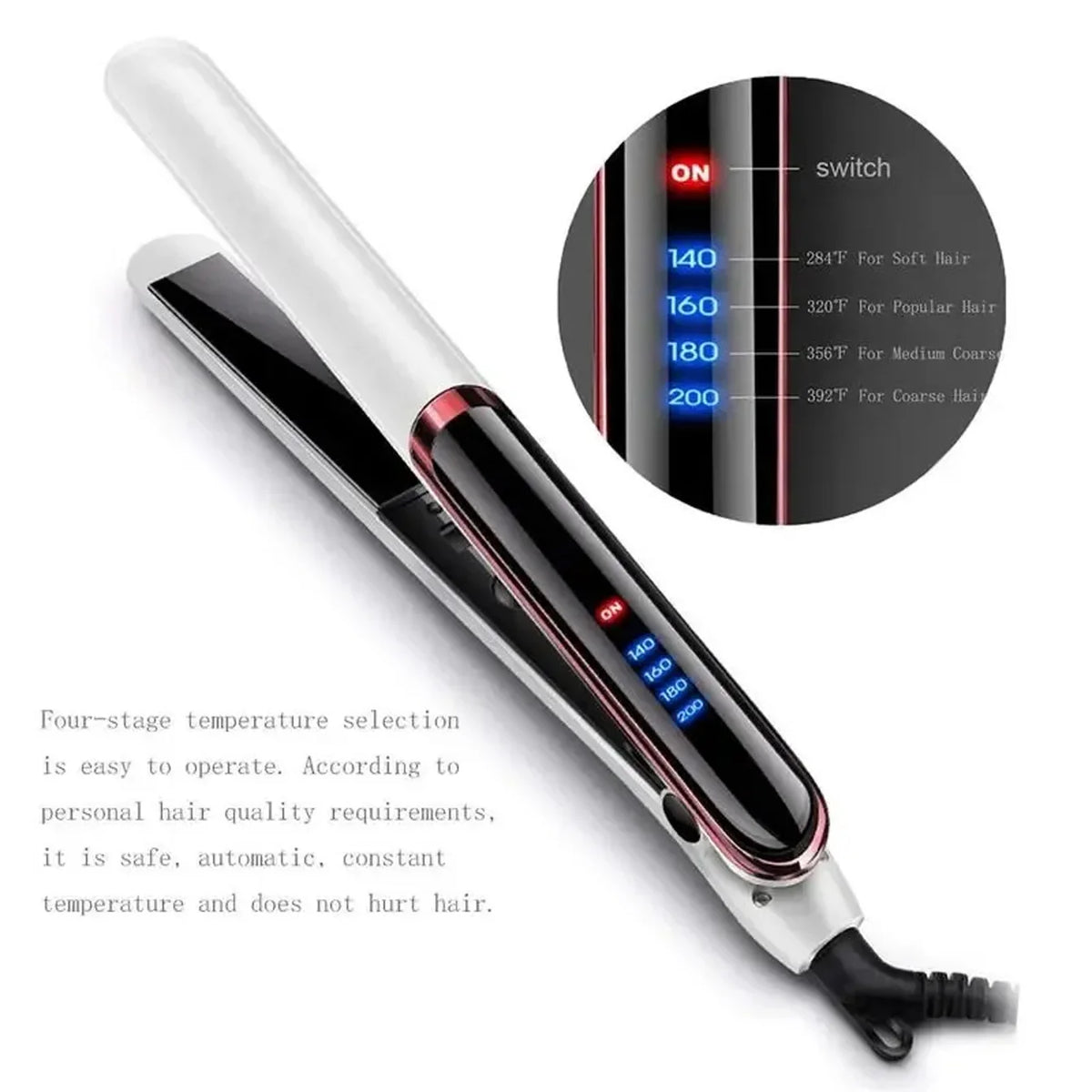 Ceramic Hair Straightener Flat Iron with Rapid 30-Second Heat-Up