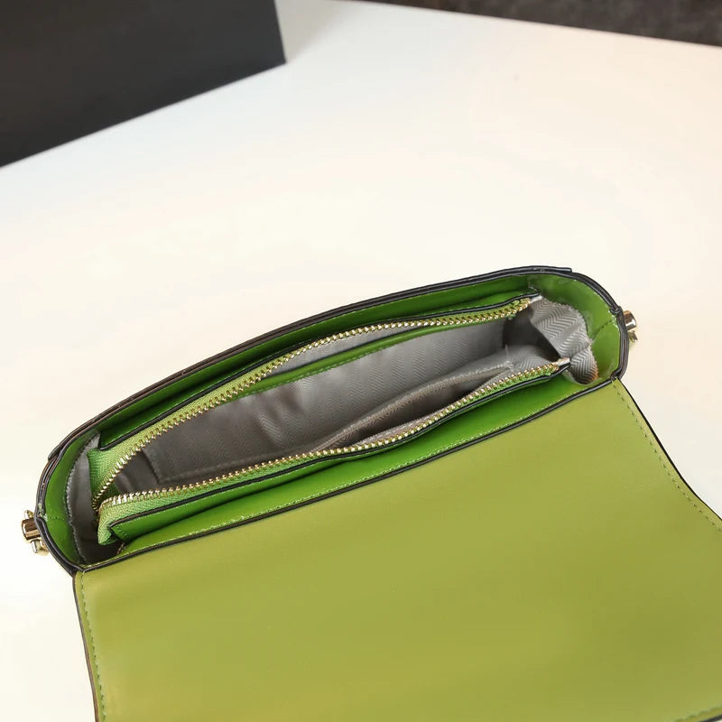 Women's Genuine Leather Crocodile Pattern Green Crossbody Shoulder Bag