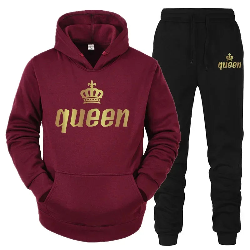 King & Queen Couple Hoodie and Jogger Pants Set