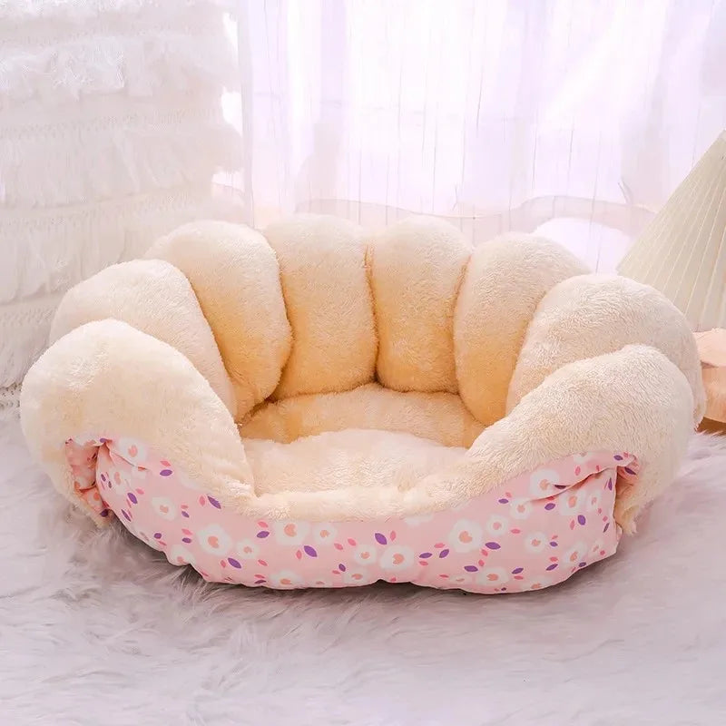 Warm Fluffy Plush Basket House Bed for Cats Dogs