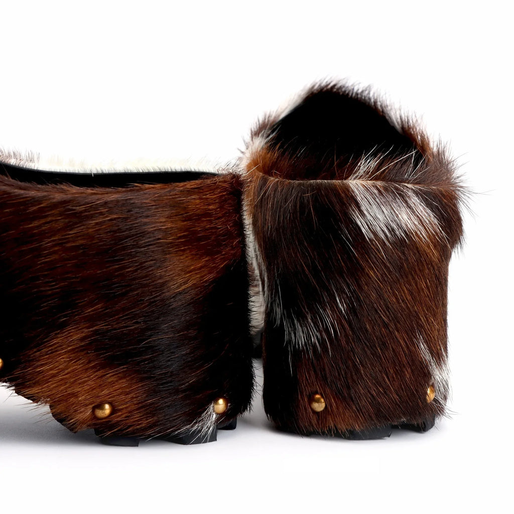 Women's Vintage Studded Arch Support Fur Platform Clogs 502