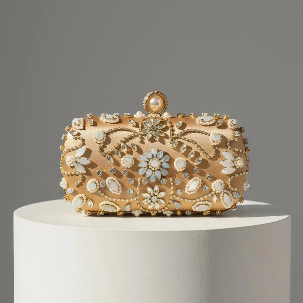 Women's Luxury Pearl Beading Evening Clutch Bag