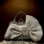 Women's Luxury Diamond Pleated Big Bow Evening Shoulder Bag