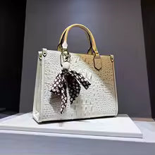 Women's Alligator Print Genuine Leather Handbag Shoulder Tote Bag