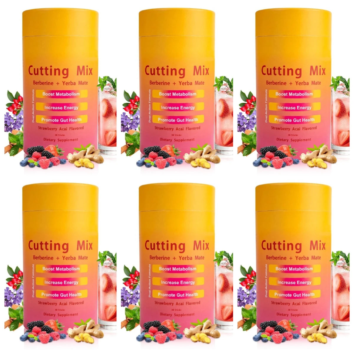 Berberine Yerba Mate Drink Mix Strawberry Acai Flavor