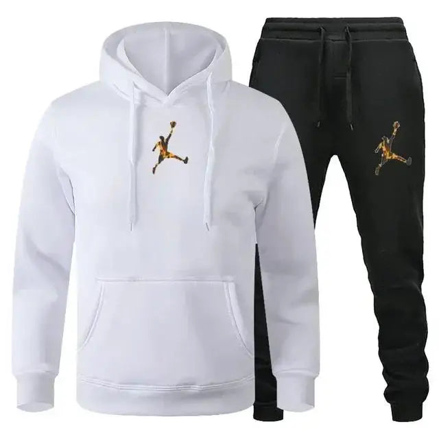Men's Hooded Pullover and Jogger Pants Two-Piece Set
