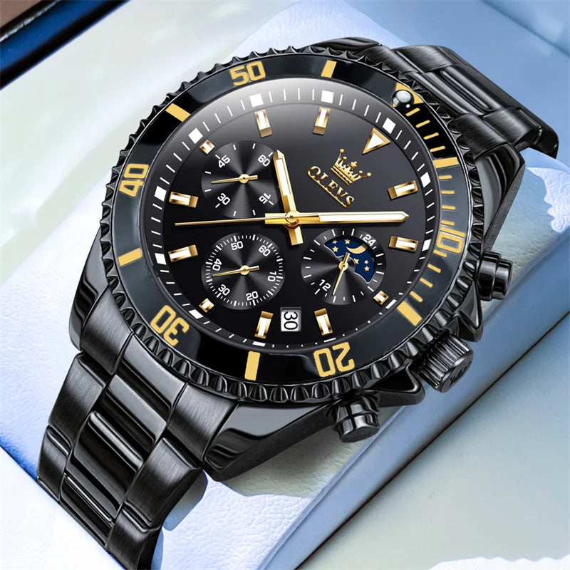 Men's Gold Quartz Stainless Steel Watch with Date