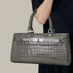 Women's Crocodile Pattern Genuine Leather Handbag Shoulder Tote Bag