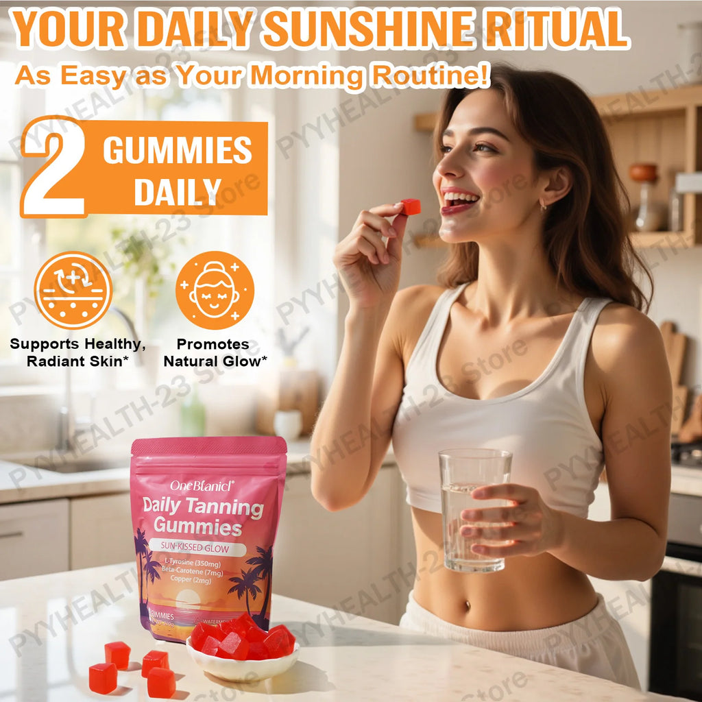Natural Tanning Gummies L-Tyrosine Vitamin C Vegan 60 Pieces