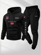 Men's Cartoon Letter Print Hoodie and Pants Set