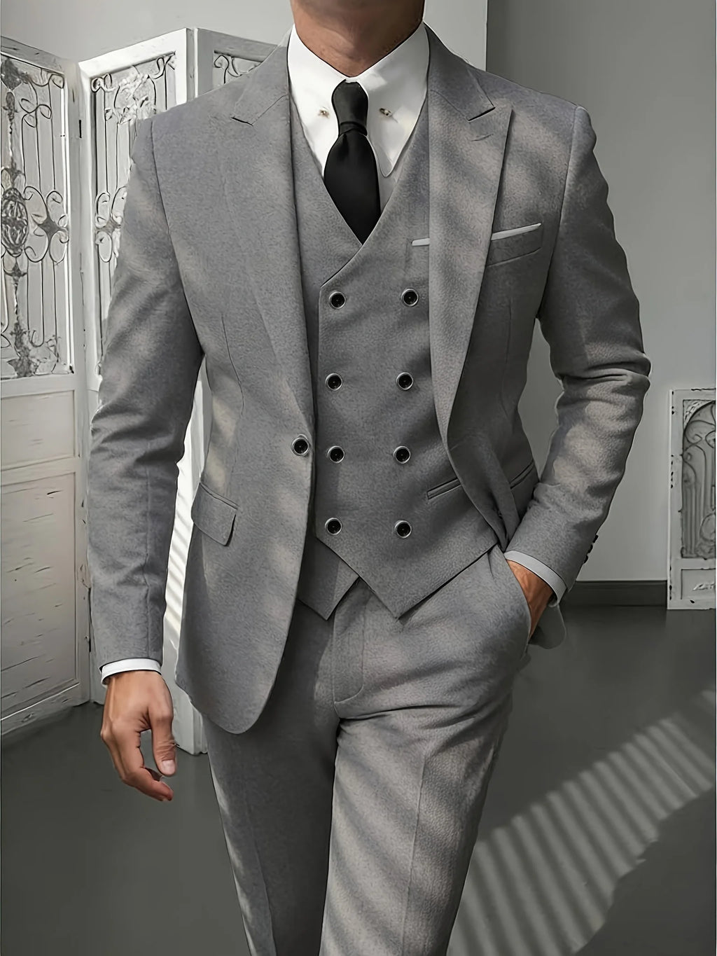 Men's Classic Slim Fit 3-Piece Suit Set