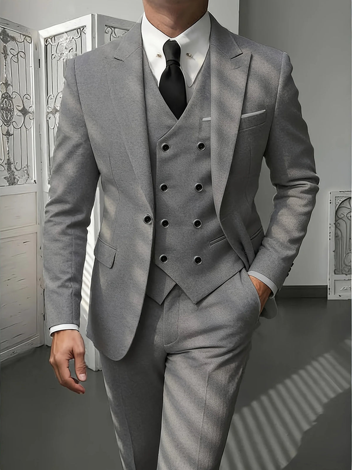 Men's Classic Slim Fit 3-Piece Suit Set