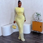 Women's Elegant Mesh Long Sleeve Mermaid Maxi Dress