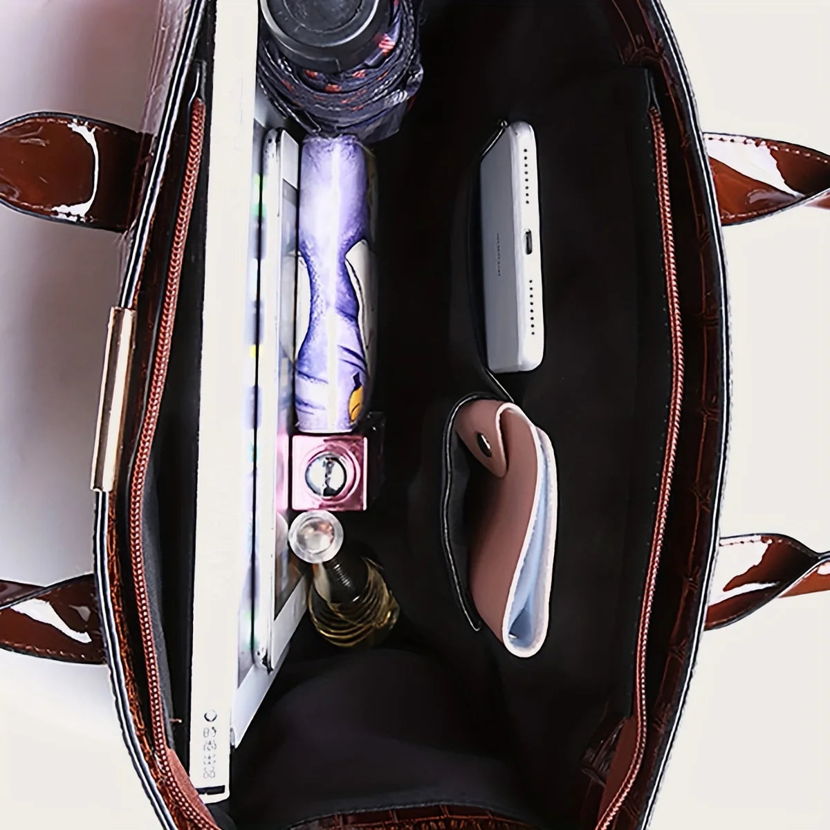 Women's Solid Color PU Leather Shoulder Tote Bag