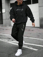 Men's Hooded Pullover and Sweatpants Two-Piece Set