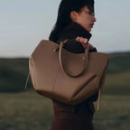 Women's Solid Color Genuine Leather Handbag Shoulder Tote Bag