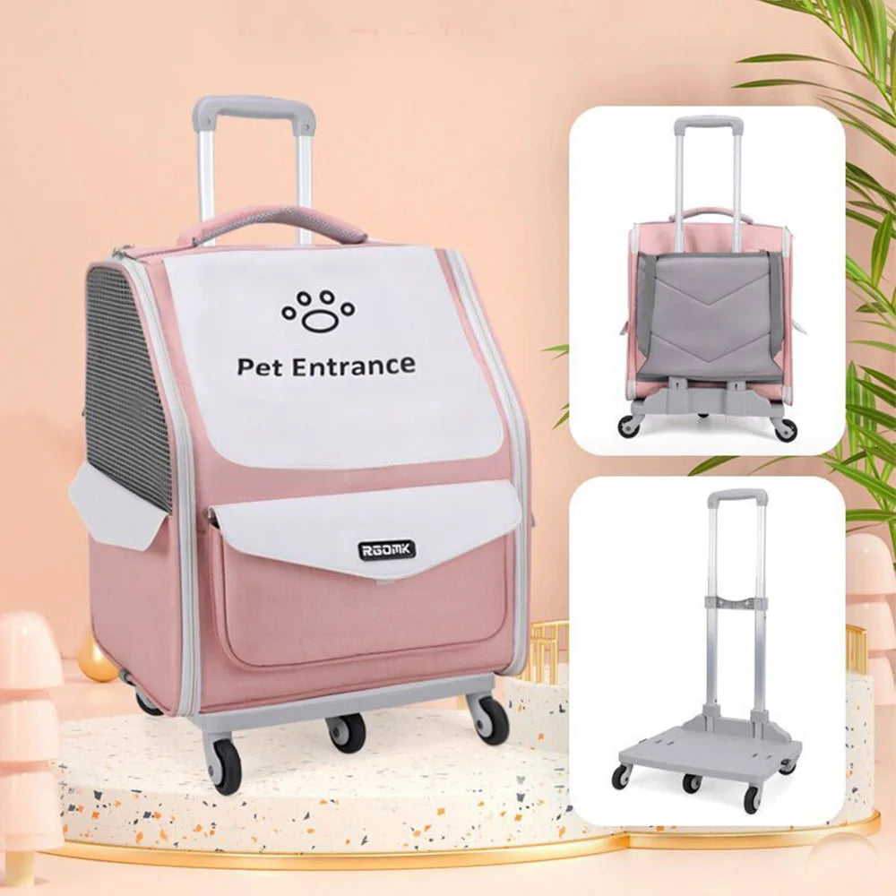 Breathable Foldable Pet Stroller Backpack Carrier for Cats Dogs