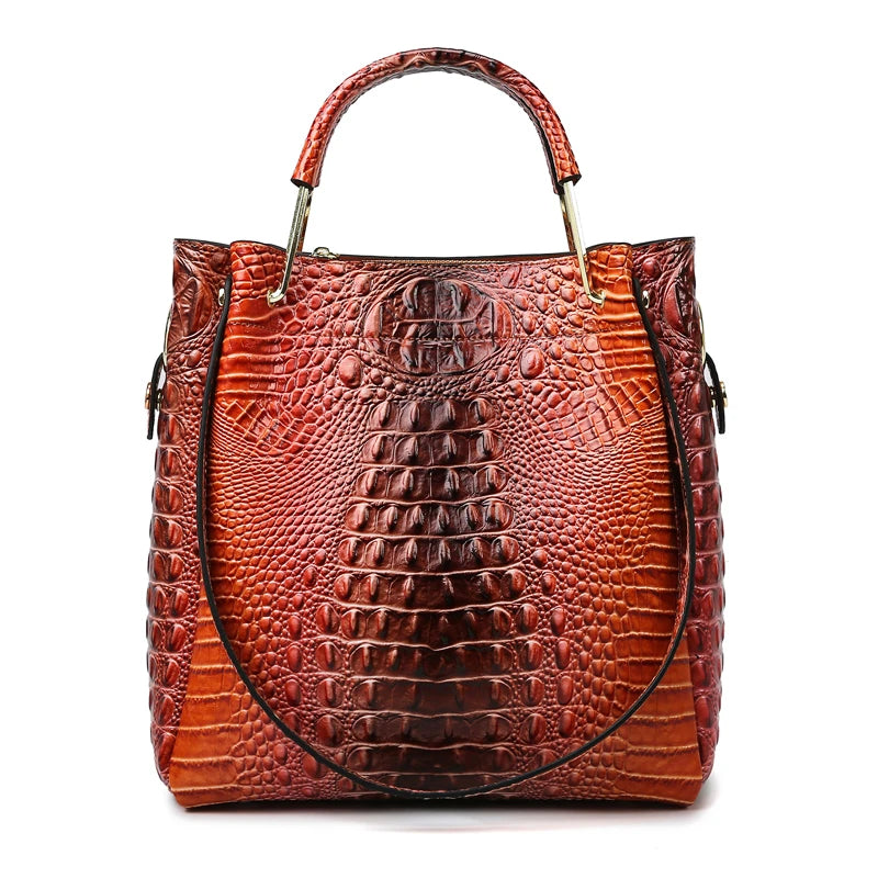 Women's Crocodile Pattern Handbag Shoulder Tote Bag