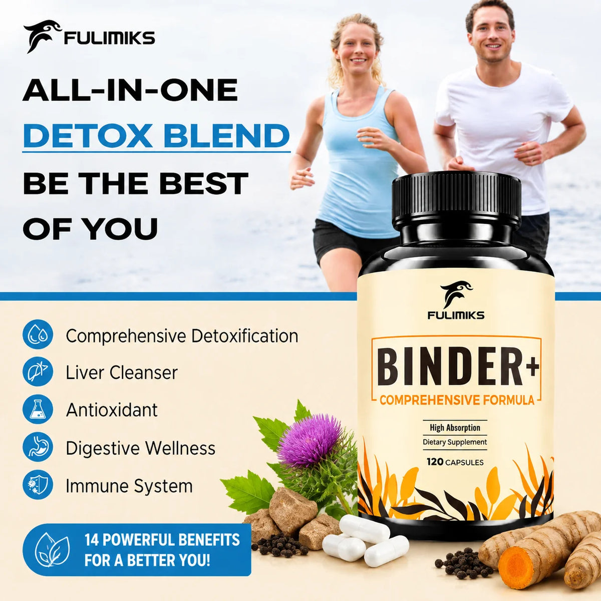 Detox Binder Supplement Zeolite Bentonite Clay Milk Thistle Liver Gut Support