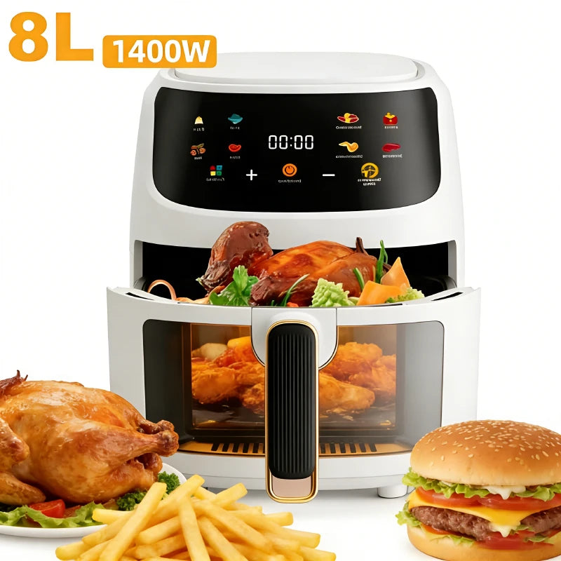8.5-Quart 1400W Programmable Smart LED Touch Air Fryer with Viewing Window