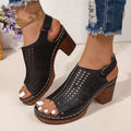 Women's Elegant Block High Heel Ankle Strap Dress Sandals