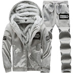 Men's Winter Hooded Plush Thickened Two Piece Set