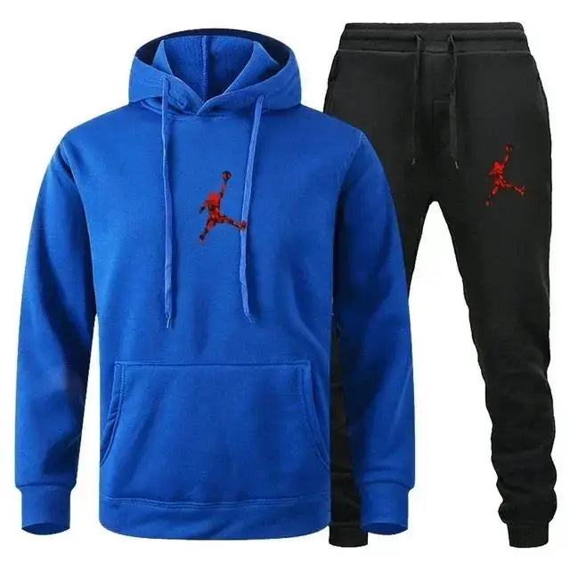 Men's Hooded Pullover and Jogger Pants Two-Piece Set