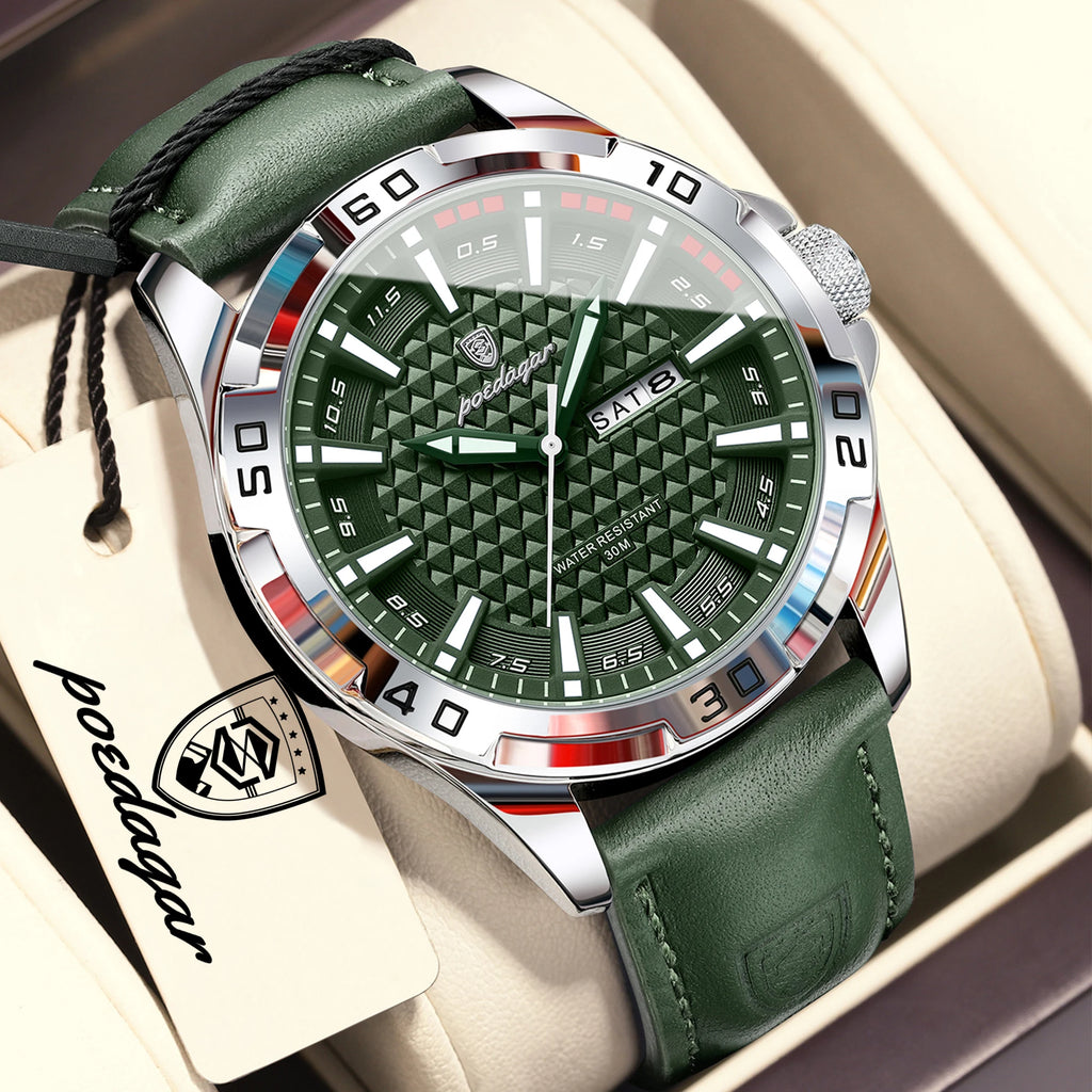 Men's Luminous Waterproof Quartz Leather Watch