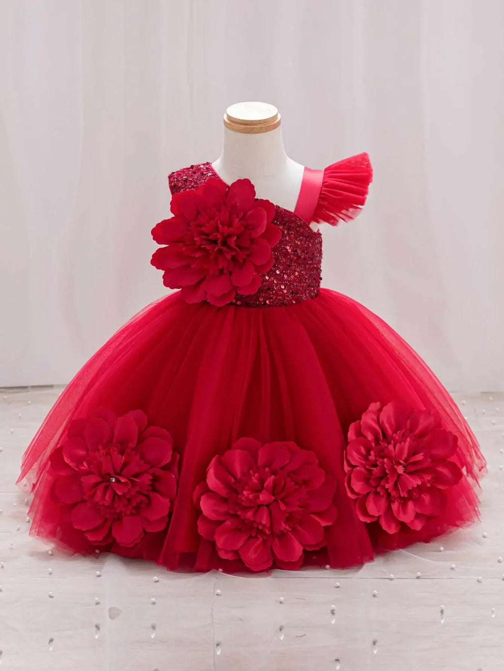 Girls' Butterfly Mesh Ball Gown Party Dress