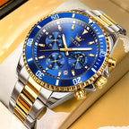 Men's Gold Quartz Stainless Steel Watch with Date