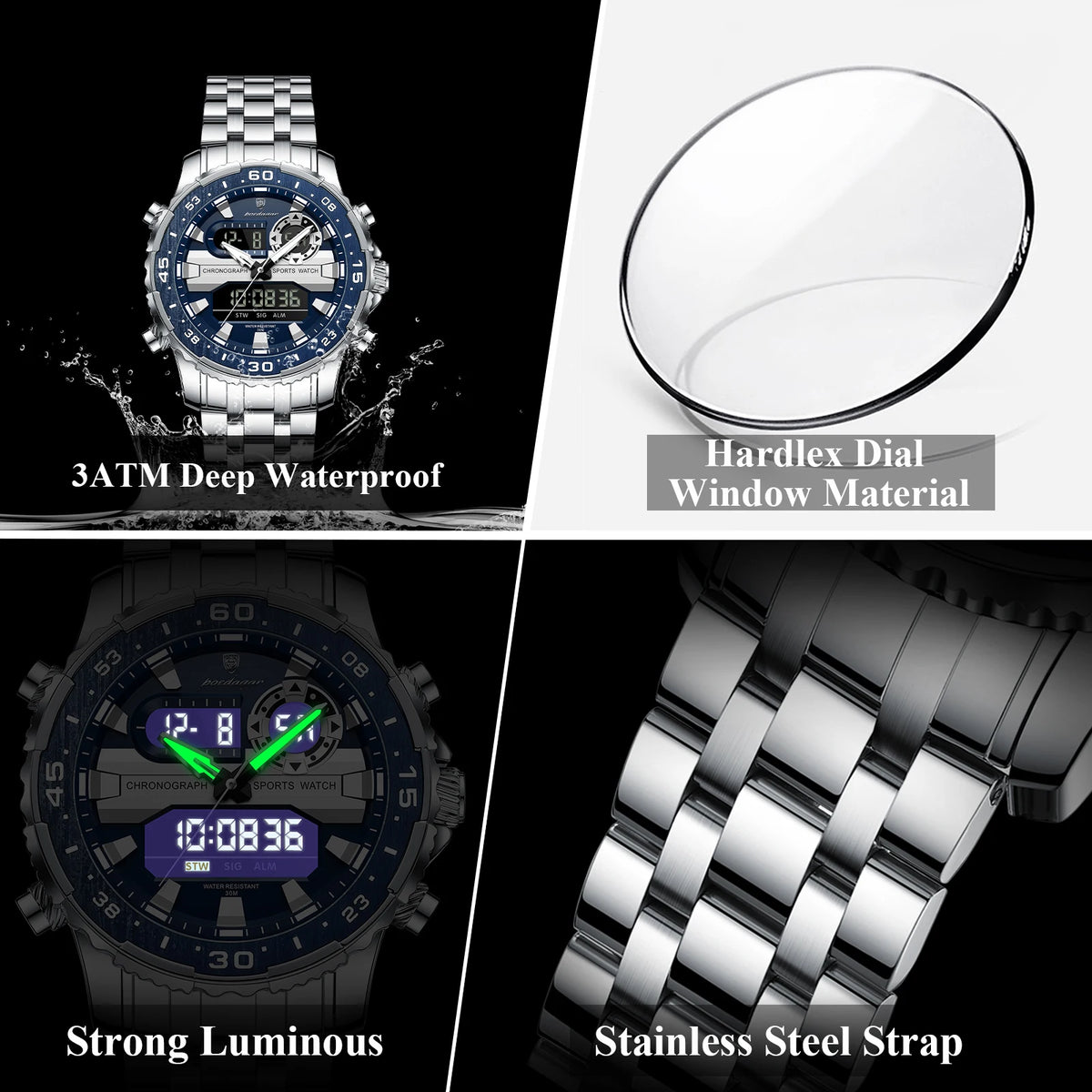 Men's Analog-Digital Quartz Watch with Week Date