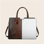 Women's Crocodile Pattern Handbag Shoulder Tote Bag Set