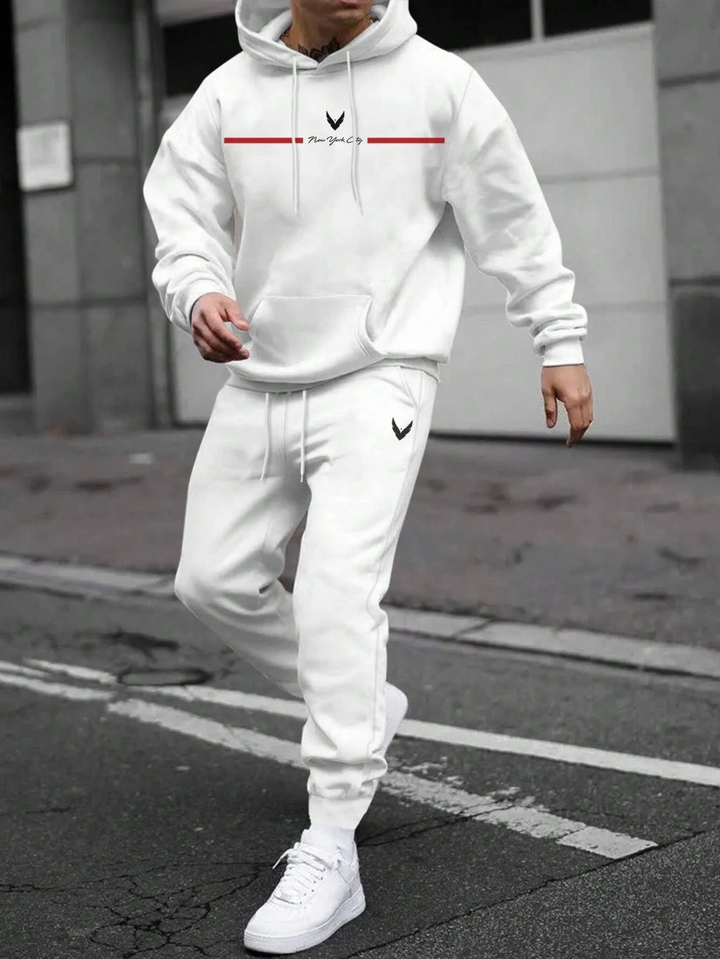 Men's Hooded Pullover and Sweatpants Two-Piece Set