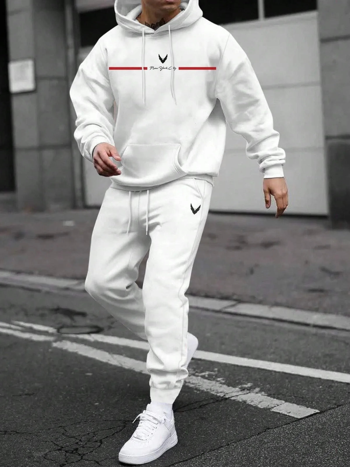 Men's Hooded Pullover and Sweatpants Two-Piece Set