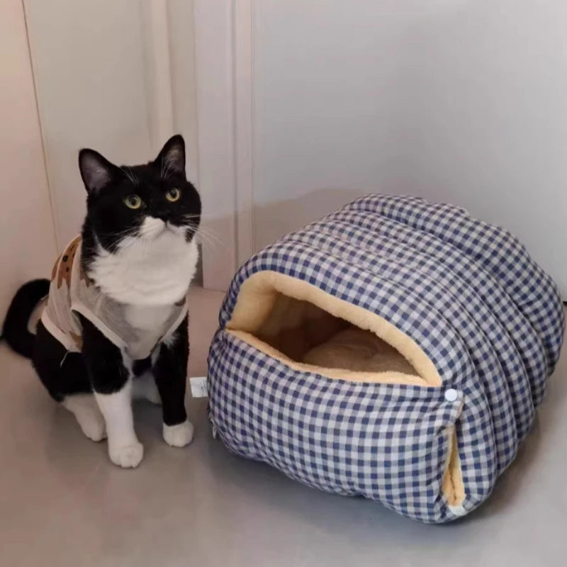 Warm Closed Cave Bed House for Cats Dogs
