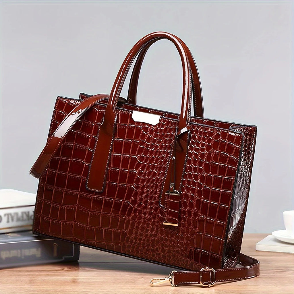 Women's Solid Color PU Leather Shoulder Tote Bag